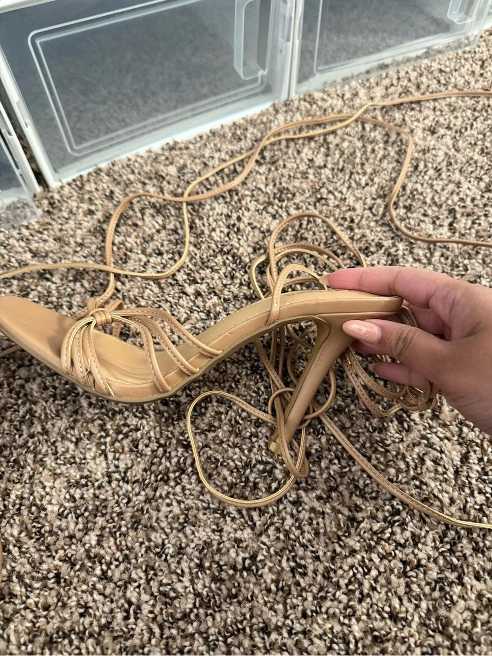 Express Rose Nude Lace-Up Stiletto Sandal